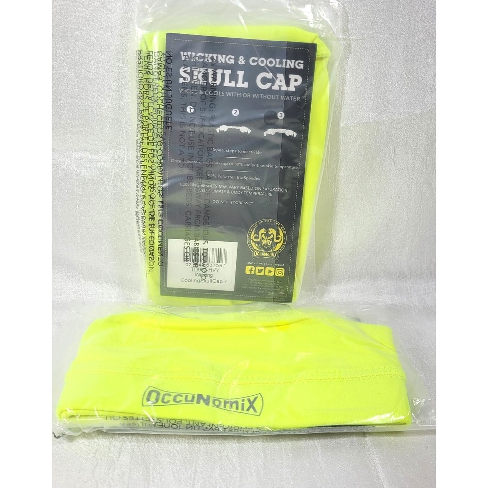 2 Occunomix Cooling Skull Cap Beanie Hats UPF50 TD900-HVY - Yellow